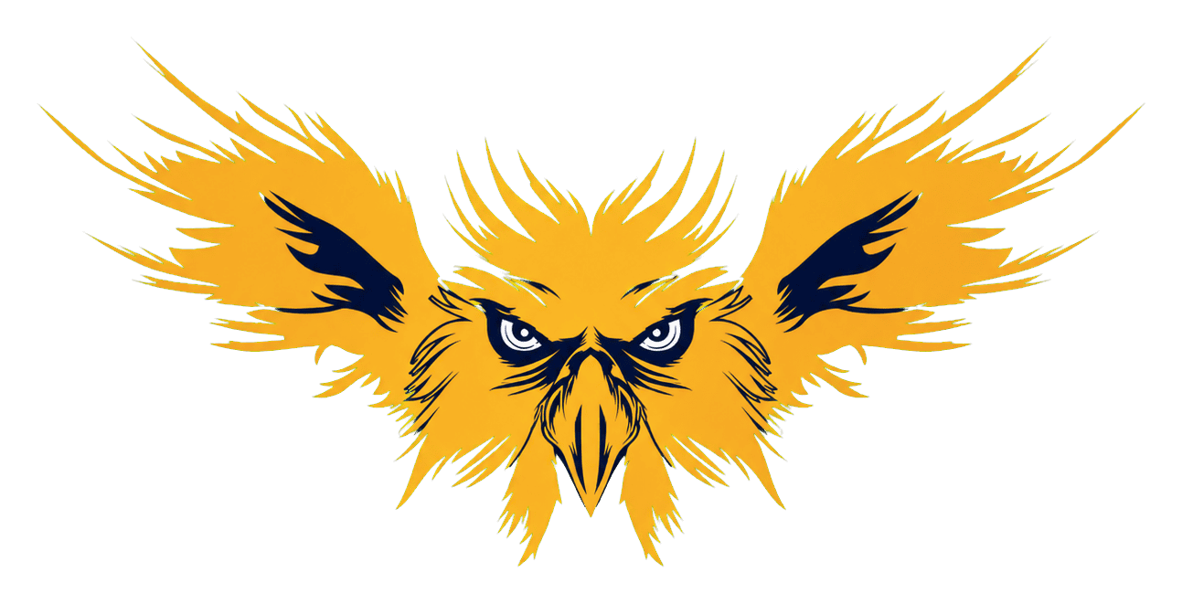Gold phoenix emblem with outstretched wings